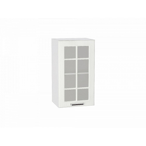 716*400* Шкаф верхний с 1-ой остекленной дверцей Прага Белое дерево Белый
